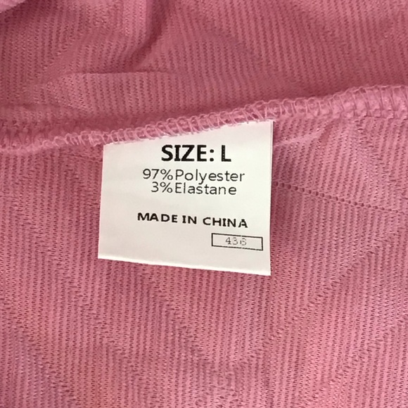 NWOT Pink Ruffle Sleeve Quilted Dress Midi, sz Large - Picture 2 of 14